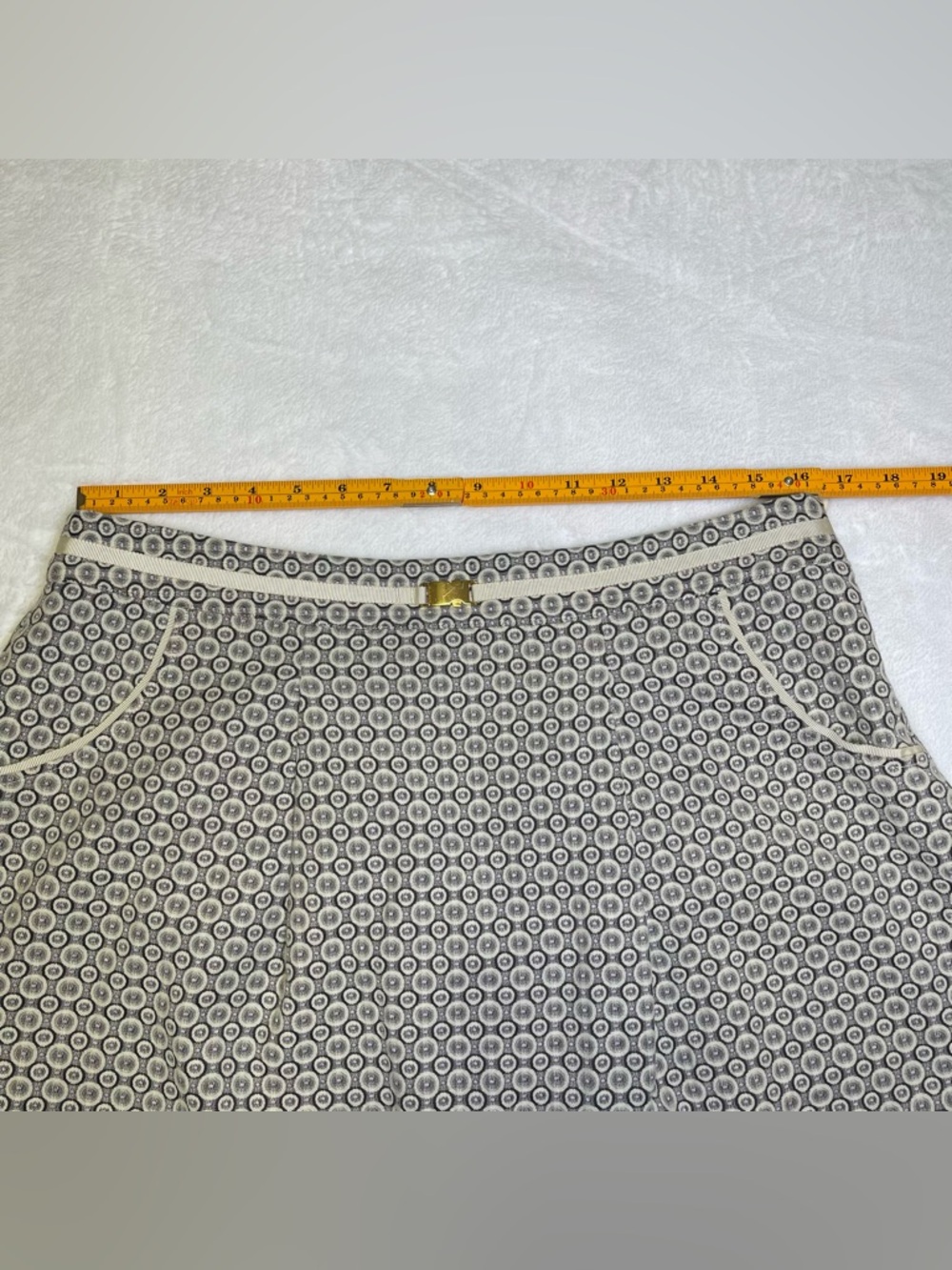 Gianni Bini Women’s 10 Cream, Black and Light Purple Circle Jacquard Lined Skirt - Picture 9 of 11